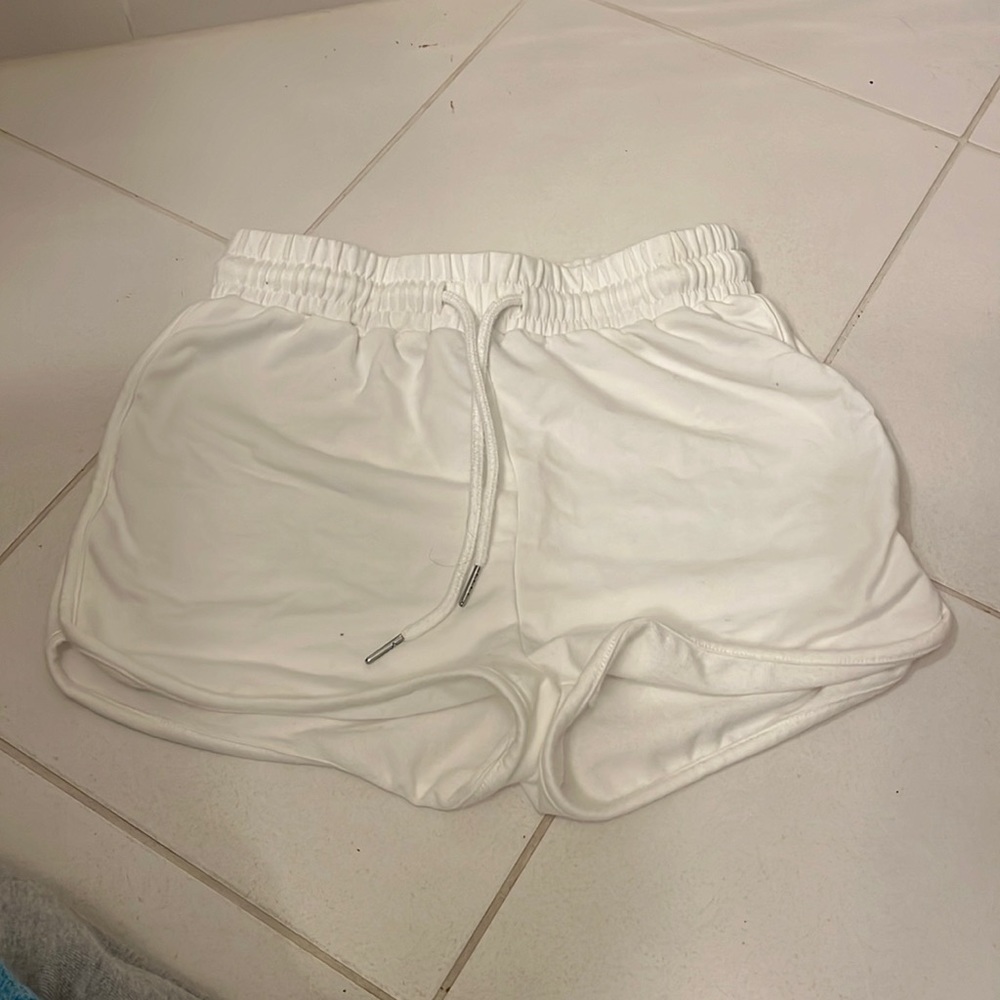 white lounge shorts